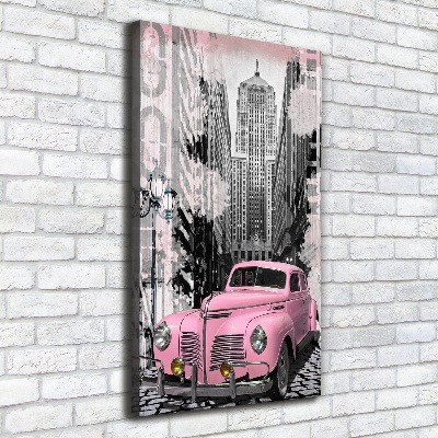 Verticale foto op canvas Roze auto