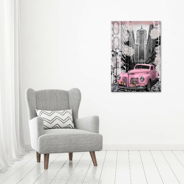 Verticale foto op canvas Roze auto