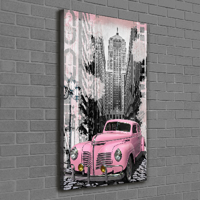 Verticale foto op canvas Roze auto