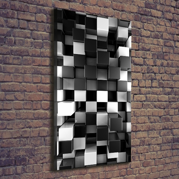 Verticaal schilderij op canvas Kubusabstractie