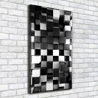 Verticaal schilderij op canvas Kubusabstractie