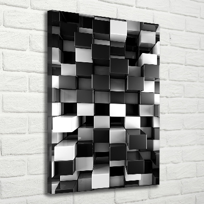Verticaal schilderij op canvas Kubusabstractie