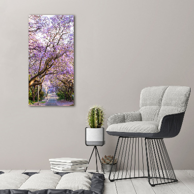 Verticaal schilderij op canvas Jacarandapad