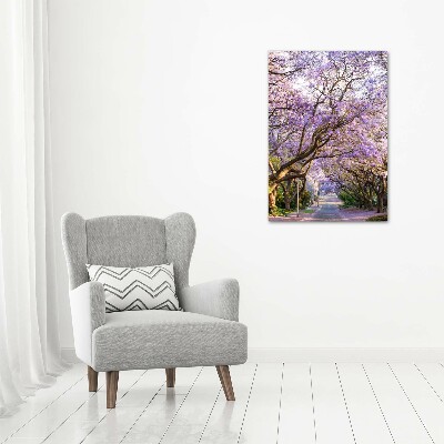 Verticaal schilderij op canvas Jacarandapad