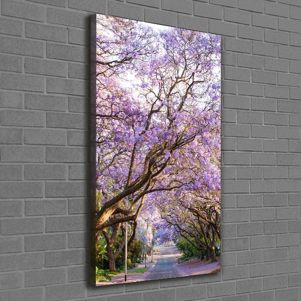 Verticaal schilderij op canvas Jacarandapad