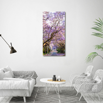 Verticaal schilderij op canvas Jacarandapad