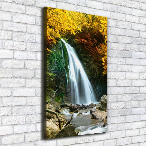 Verticaal canvasschilderij Waterval in het bos