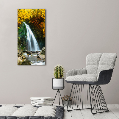 Verticaal canvasschilderij Waterval in het bos