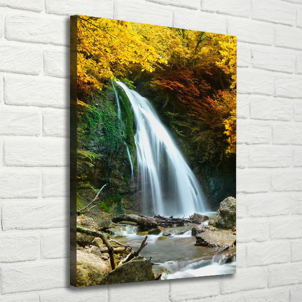 Verticaal canvasschilderij Waterval in het bos