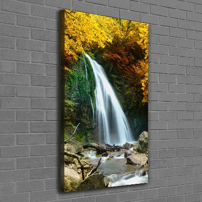 Verticaal canvasschilderij Waterval in het bos