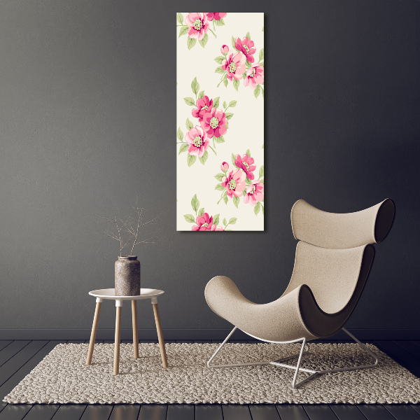 Verticale foto op canvas Roze bloemen