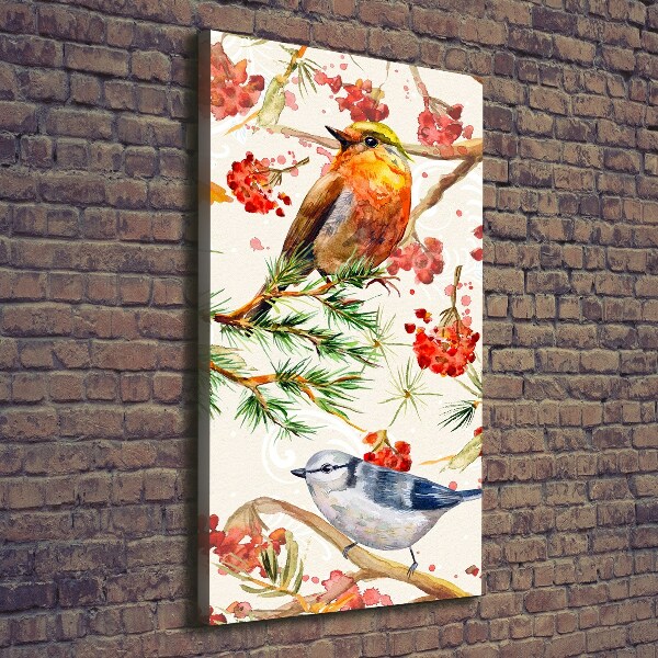 Verticale foto op canvas Vogels en bloemen