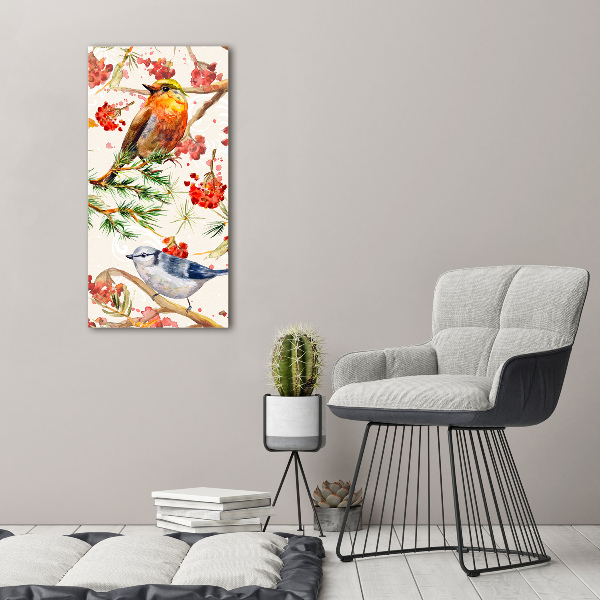 Verticale foto op canvas Vogels en bloemen