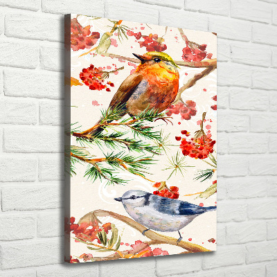 Verticale foto op canvas Vogels en bloemen