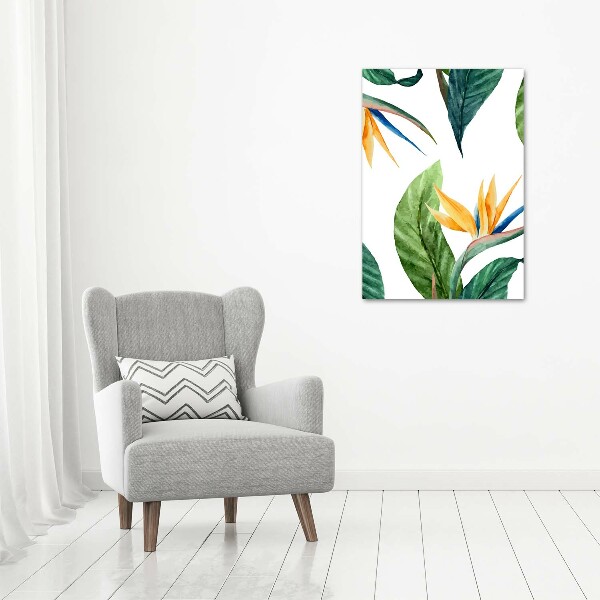 Verticaal canvasschilderij Strelitzia reginae