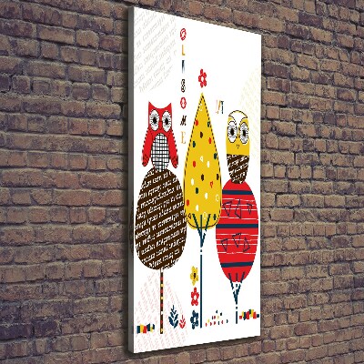 Verticale foto op canvas Uilen in de bomen