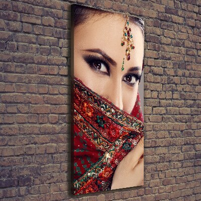 Verticaal schilderij op canvas Indiase vrouw