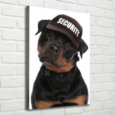 Verticale foto op canvas Rottweiler met pet