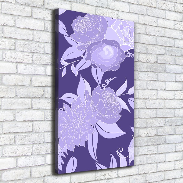 Verticaal canvasschilderij Bloemenpatroon