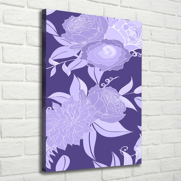 Verticaal canvasschilderij Bloemenpatroon