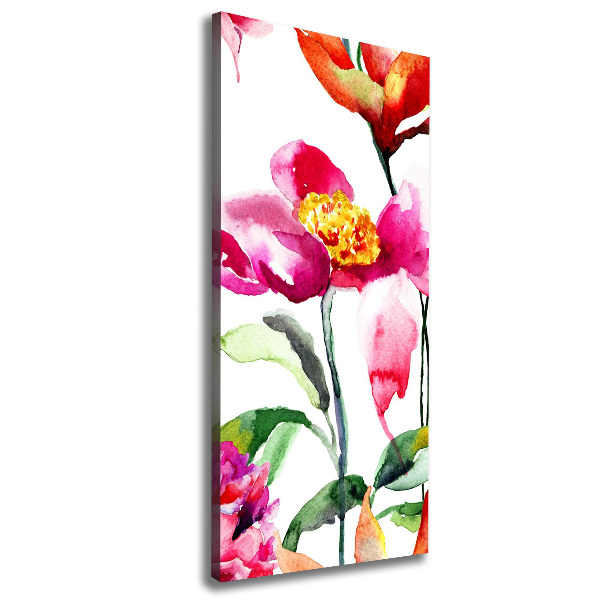 Verticaal schilderij op canvas Wilde bloemen