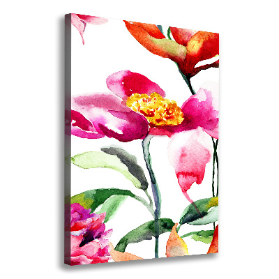 Verticaal schilderij op canvas Wilde bloemen