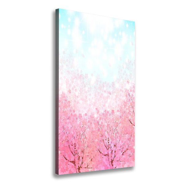 Verticaal canvasschilderij Kersenbloesems