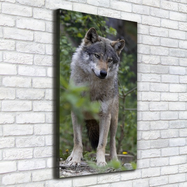 Verticaal canvasschilderij Wolf in het bos