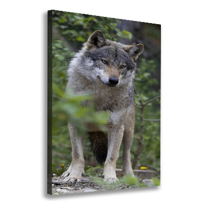 Verticaal canvasschilderij Wolf in het bos