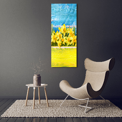 Verticaal canvasschilderij Narcissen