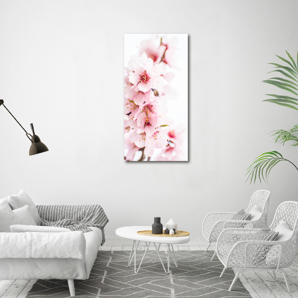 Verticaal schilderij op canvas Amandelbloesems
