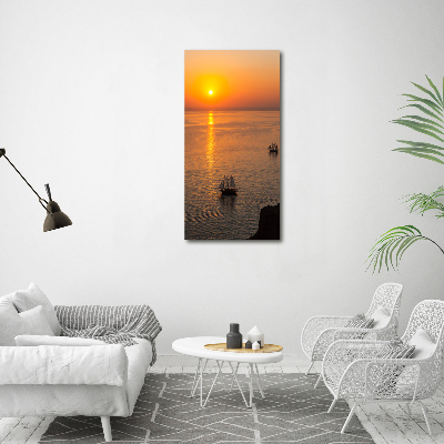 Verticaal canvasschilderij Zonsondergang aan zee