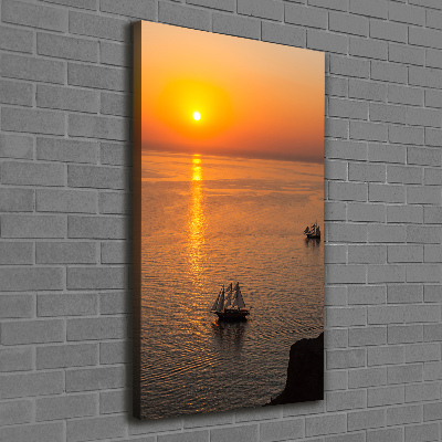 Verticaal canvasschilderij Zonsondergang aan zee