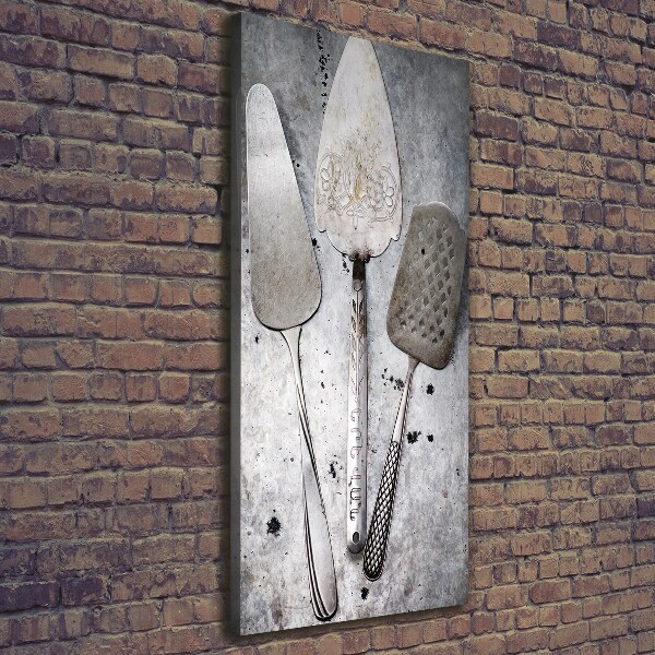 Verticaal canvasschilderij Metalen bestek