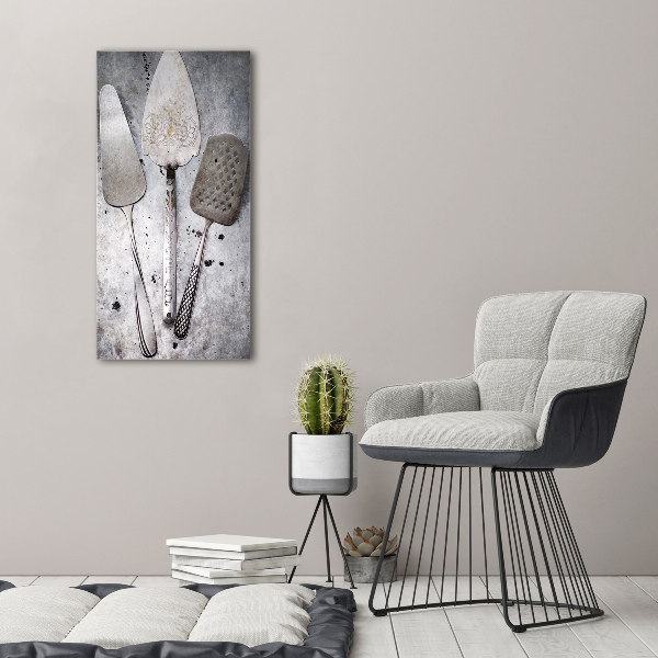 Verticaal canvasschilderij Metalen bestek