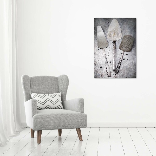 Verticaal canvasschilderij Metalen bestek