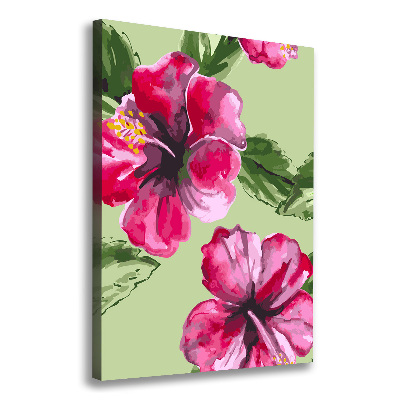 Verticaal canvasschilderij Hawaiiaanse bloemen
