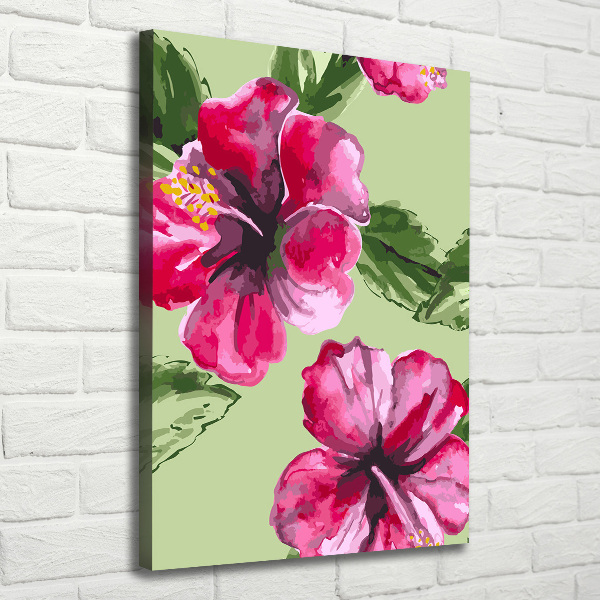 Verticaal canvasschilderij Hawaiiaanse bloemen