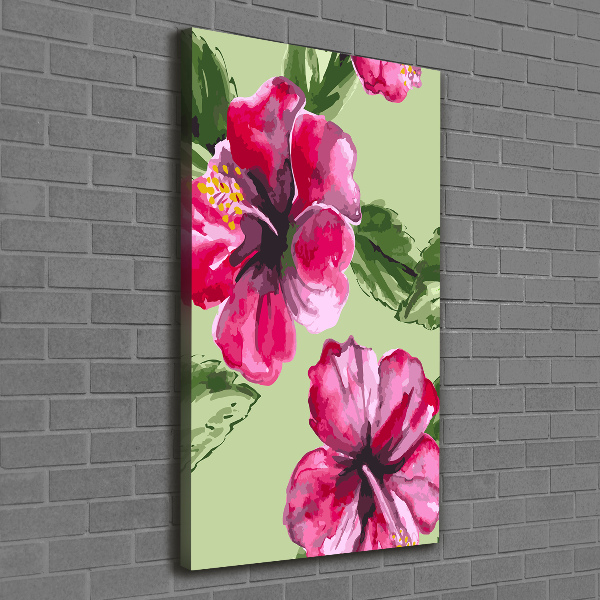 Verticaal canvasschilderij Hawaiiaanse bloemen