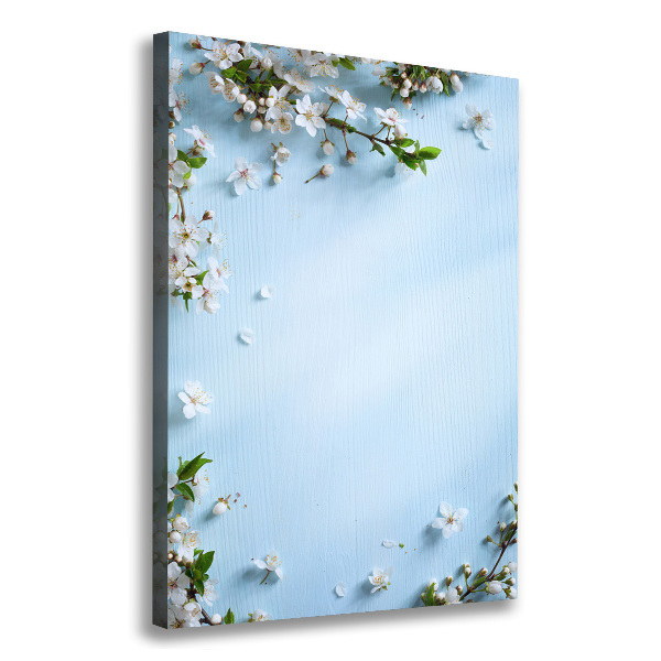 Verticaal schilderij op canvas Kersenbloesems