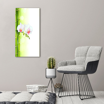 Verticale foto op canvas Orchidee en bamboe
