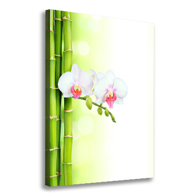 Verticale foto op canvas Orchidee en bamboe