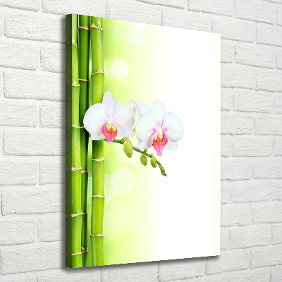 Verticale foto op canvas Orchidee en bamboe