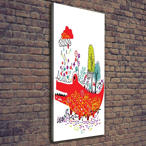 Verticaal schilderij op canvas Krokodil