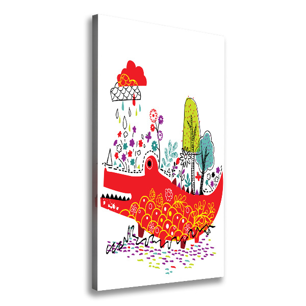 Verticaal schilderij op canvas Krokodil