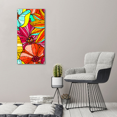 Verticaal schilderij op canvas Kleurrijke bloemen