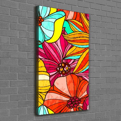 Verticaal schilderij op canvas Kleurrijke bloemen