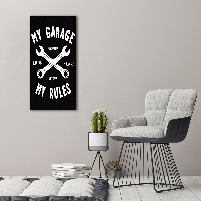 Verticale foto op canvas Mijn garage