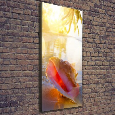Verticale foto op canvas Een schelp op het strand