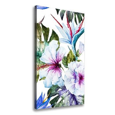 Verticaal canvasschilderij Hawaiiaanse bloemen